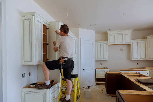 Kitchen island installation in Bluemont by JMT Kitchen Cabinet